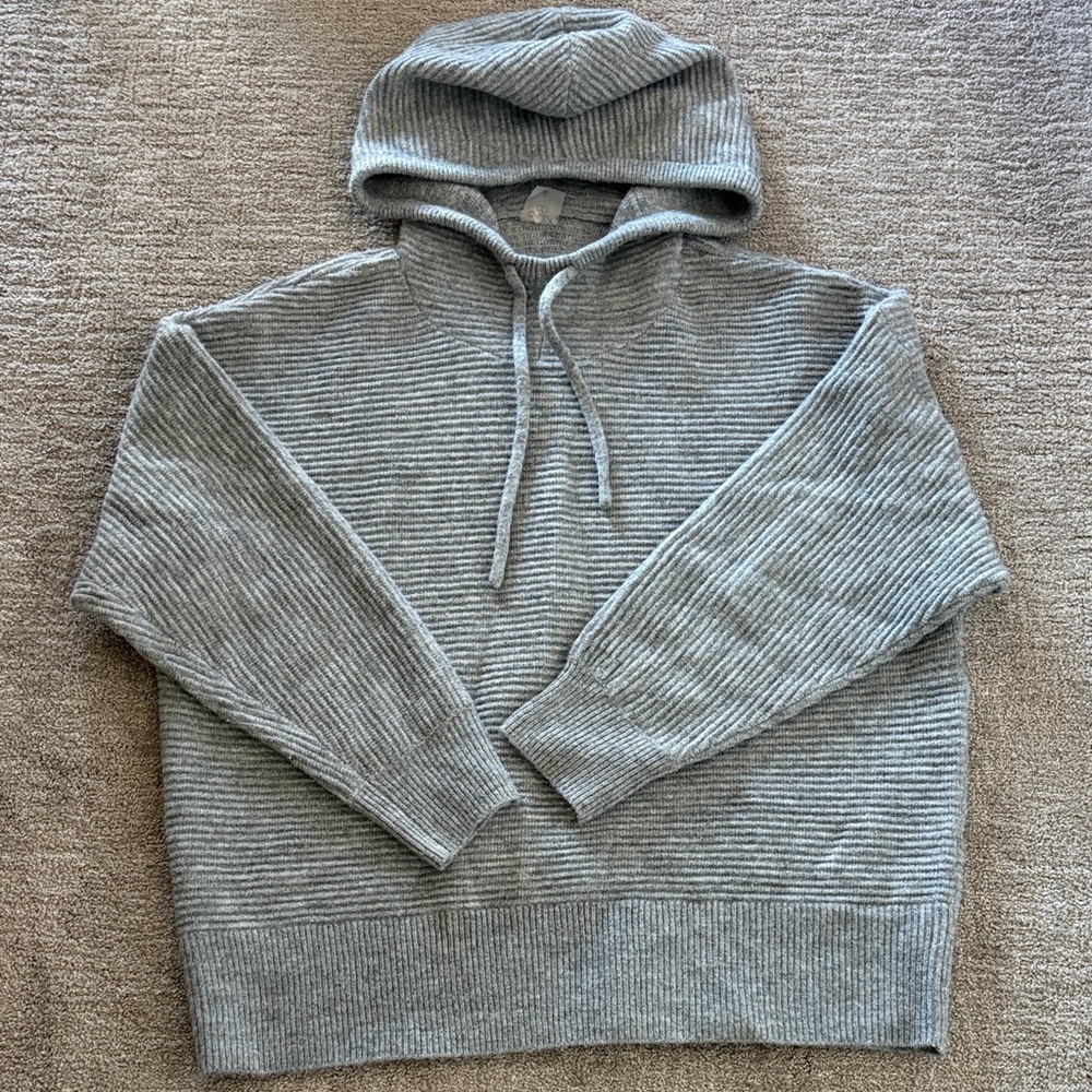 CALIA by Carrie Underwood Cozy Ribbed Knit Hoodie in grey.